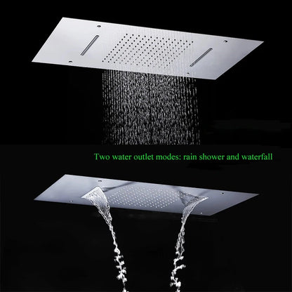 Built-in Ceiling Luxury LED Light Waterfall Rain Shower Head