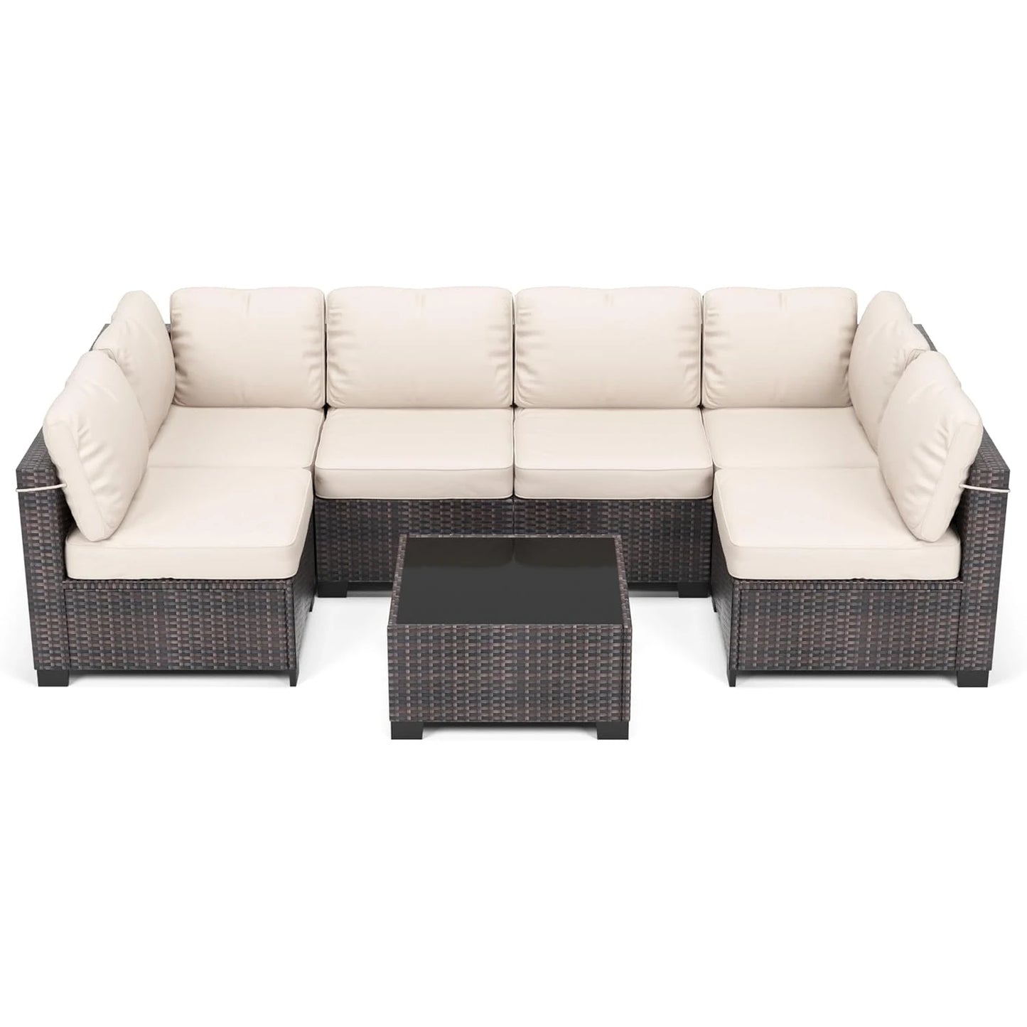 7-Piece Modular Outdoor Rattan Furniture Set,