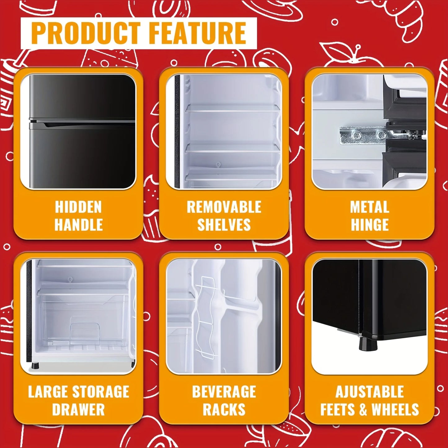 Compact Refrigerator/Freezer with Adjustable Thermostat