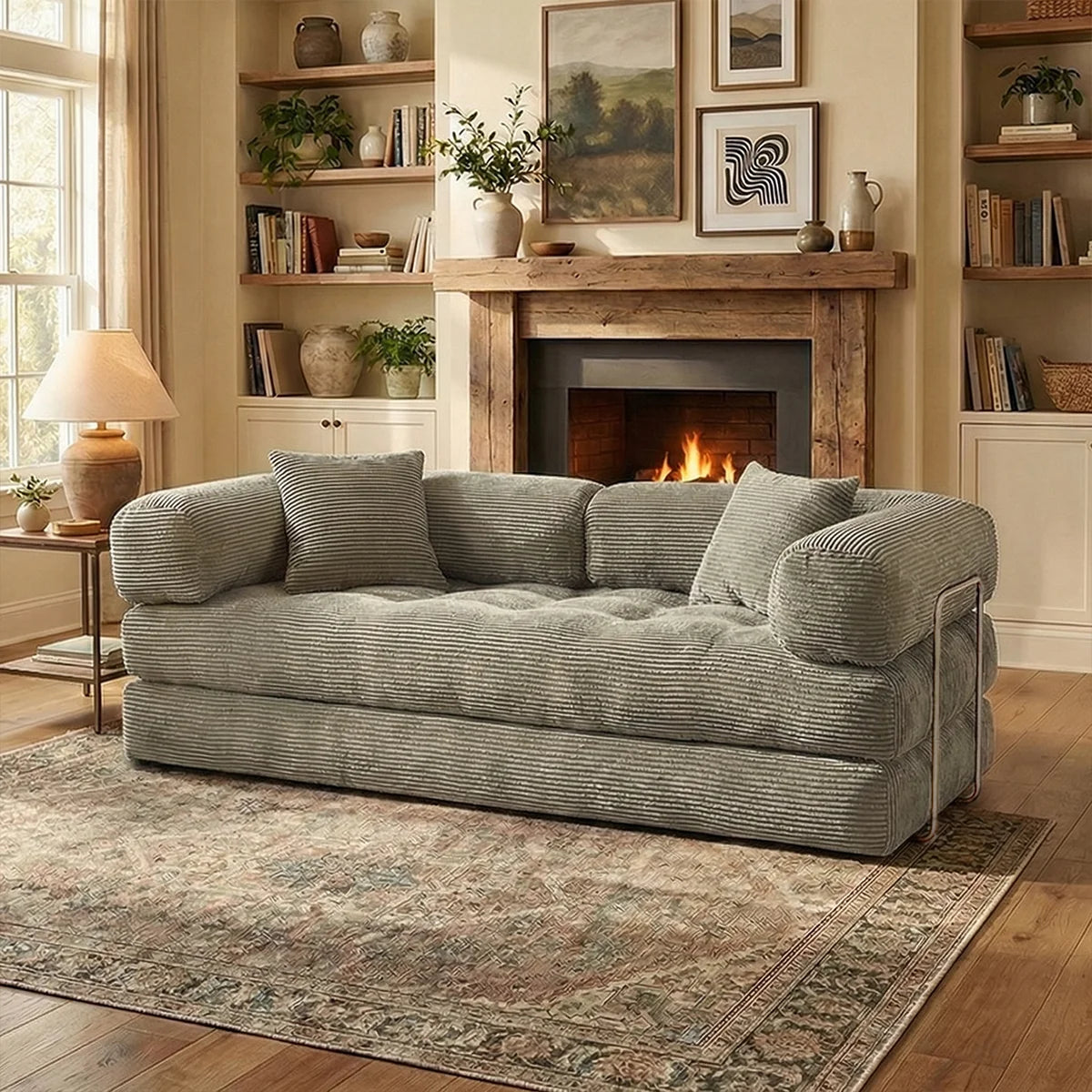 4-in-1 Folding Corduroy Boneless Sleeper Couch