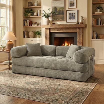 4-in-1 Folding Corduroy Boneless Sleeper Couch