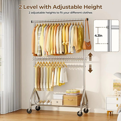 Adjustable Free Standing Garment Rolling Rack