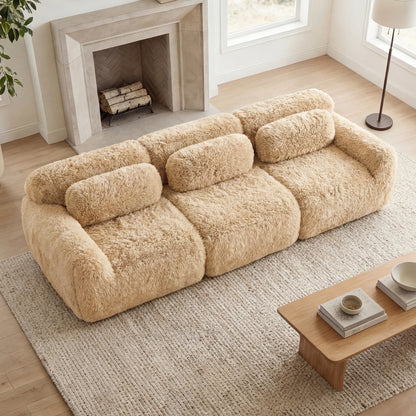 115'' Fluffy Modular Sectional Sofa with Pillows