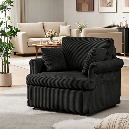 39-Inch 360 Swivel Barrel Accent Chair with Storage Pockets