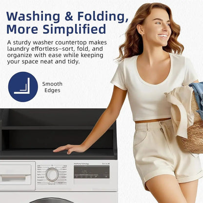 54" 2-Tier Wood Laundry Countertop for Washing Machine and Dryer