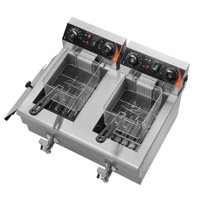 12L Electric Countertop Deep Fryer w/Dual Removable Tanks