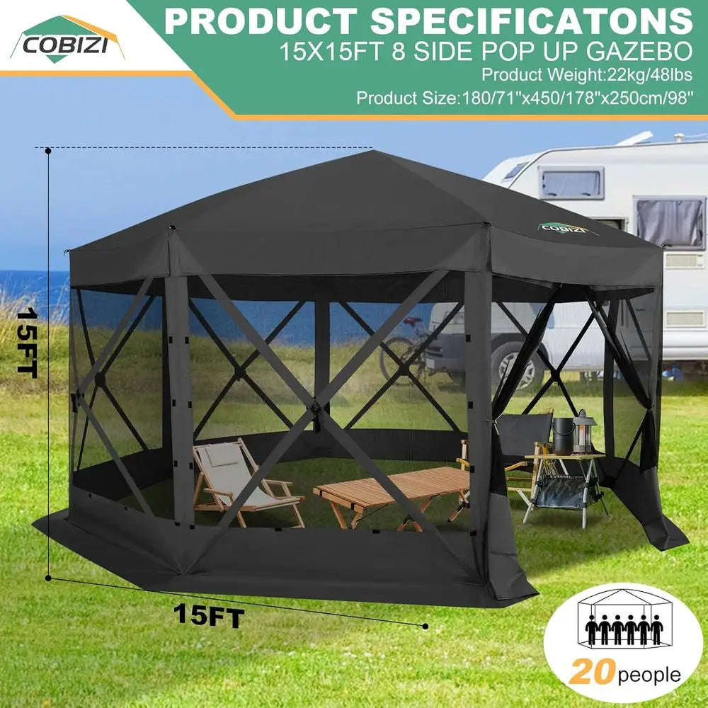 Extra Large Outdoor Gazebo with removable sides for outdoor festivities