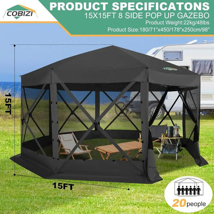 Extra Large Outdoor Gazebo with removable sides for outdoor festivities