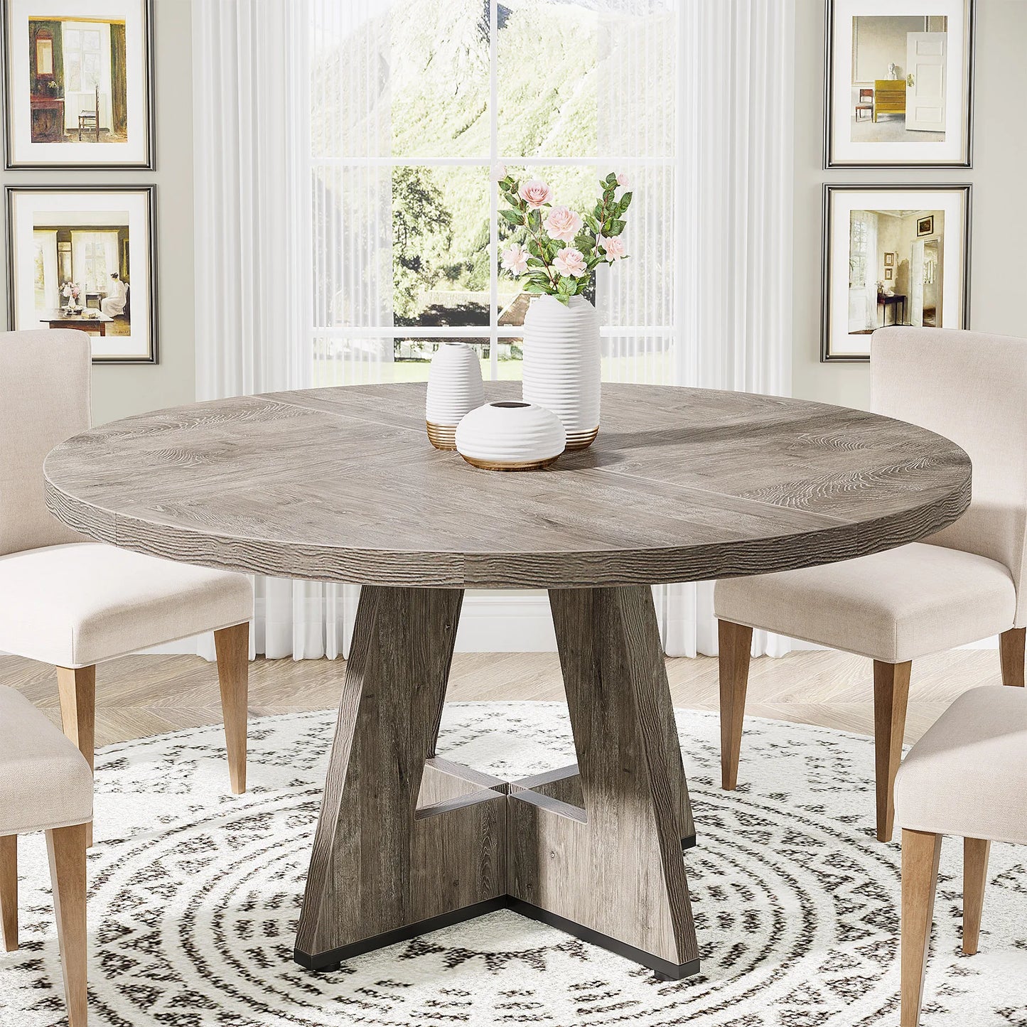 47 inch Round Dining Table for 4