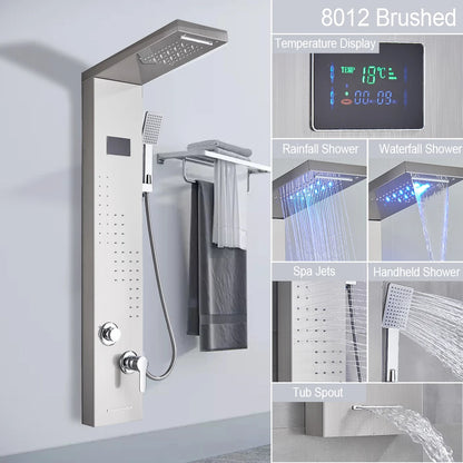 LED Light Waterfall Shower Panel with Digital Display