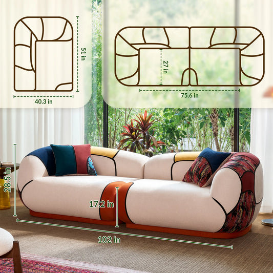 102" 4-Seat Oversized Modern Curved Sofa for your living room