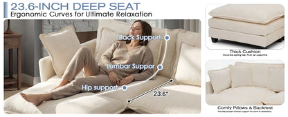 Solid Wood Frame Modular Sectional Sofa with Ottoman