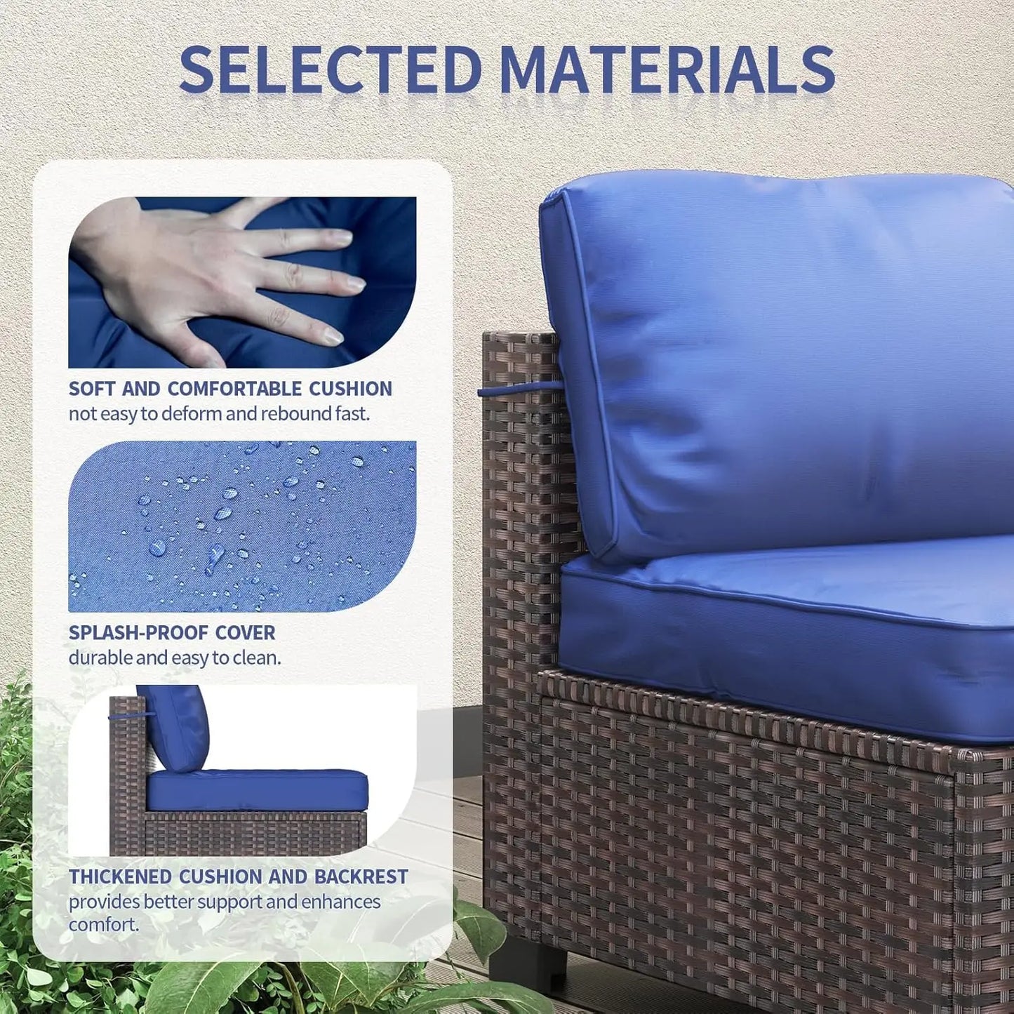 7-Piece Modular Outdoor Rattan Furniture Set,
