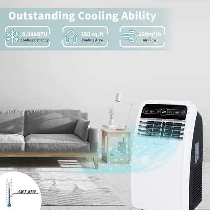 8,000 BTU Portable Air Conditioner with Remote and 3 settings