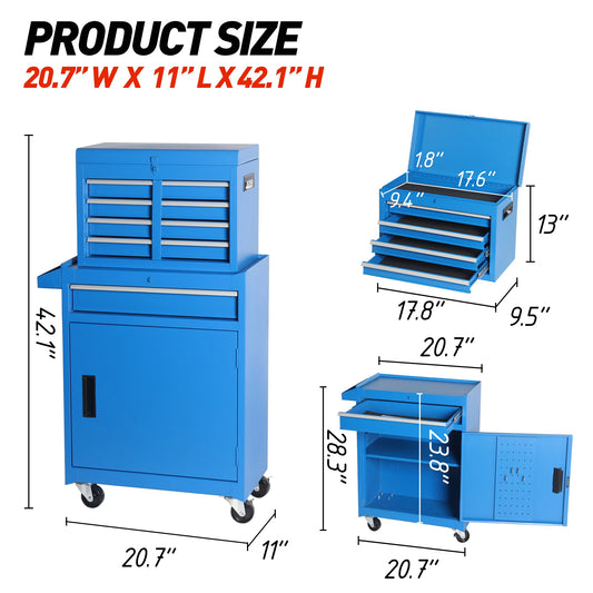 5-Drawer Rolling Tool Storage Cabinet with Detachable Tool Box