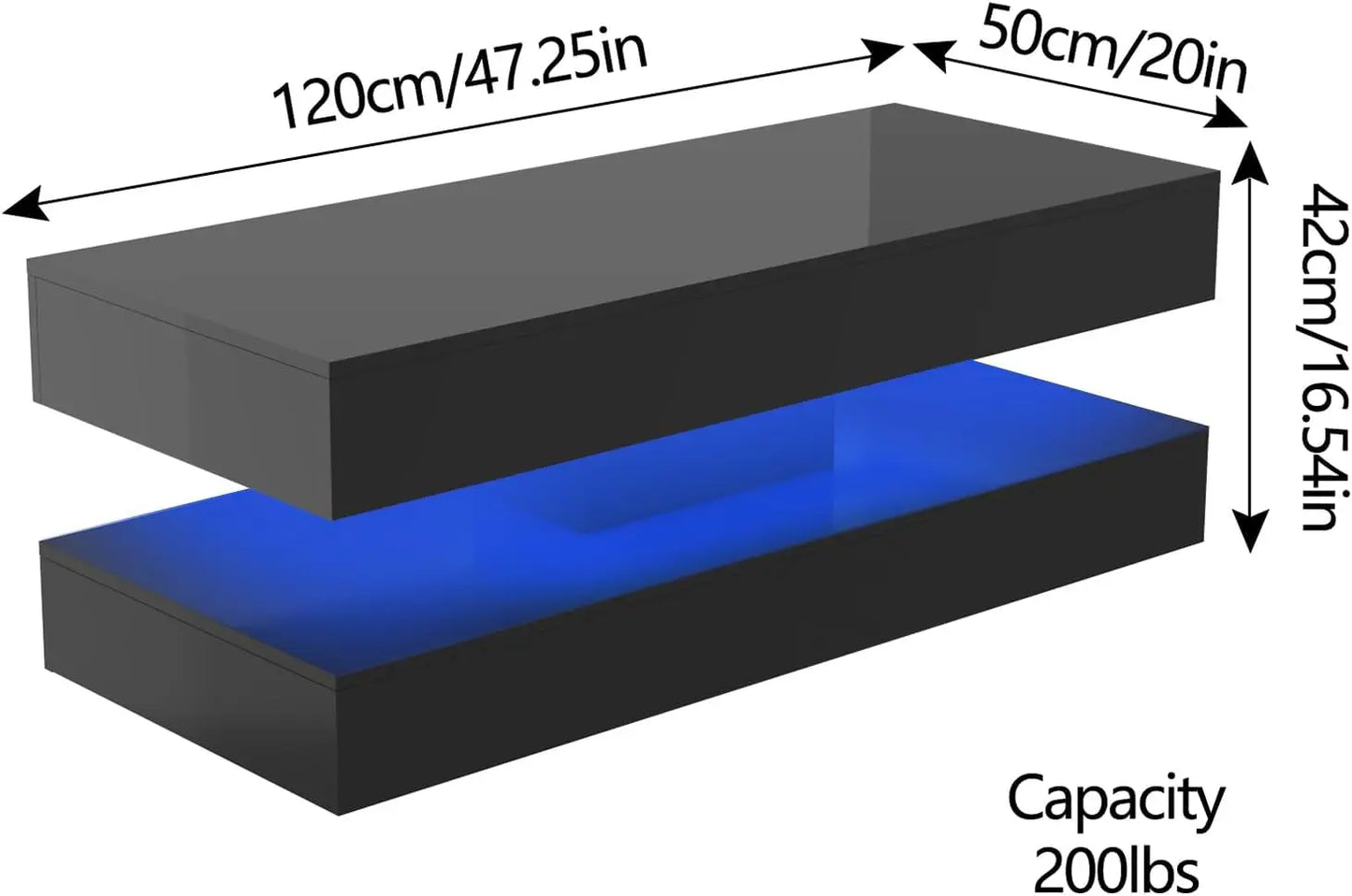 Modern Style Coffee Table with LED lights and slide out Storage Drawers for your Living Room