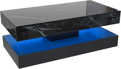 Modern Style Coffee Table with LED lights and slide out Storage Drawers for your Living Room