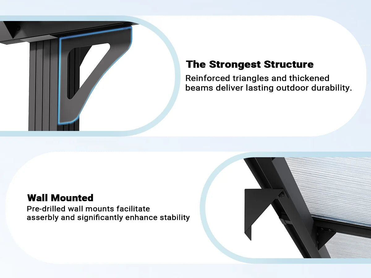 Wall-Mounted Gazebo with Aluminum Frame