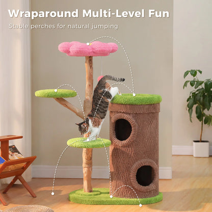 Luxurious Large Cat Tree with 2 or 4 Spacious Condos and a detachable toy for your cat or cats enjoyment!