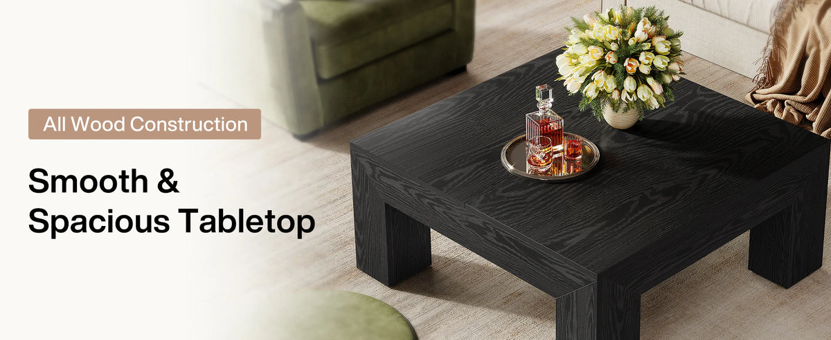 39.4-Inch Square Coffee Table for Living Room