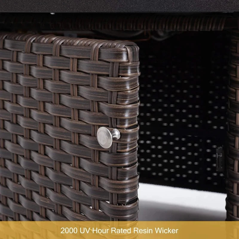43-Inch Ceramic Tile Top Propane Fire Pit/Table with Wicker Base