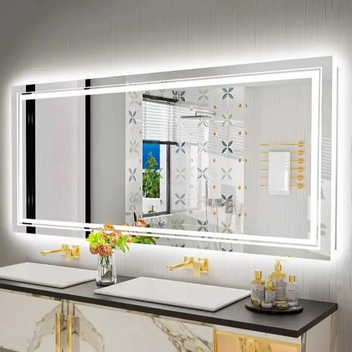 Wall Mounted Touch Anti-fog Large Illuminated LED Bathroom Mirror