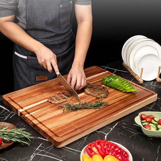 Extra Large Butcher Block Wood Cutting and Charcuterie Board