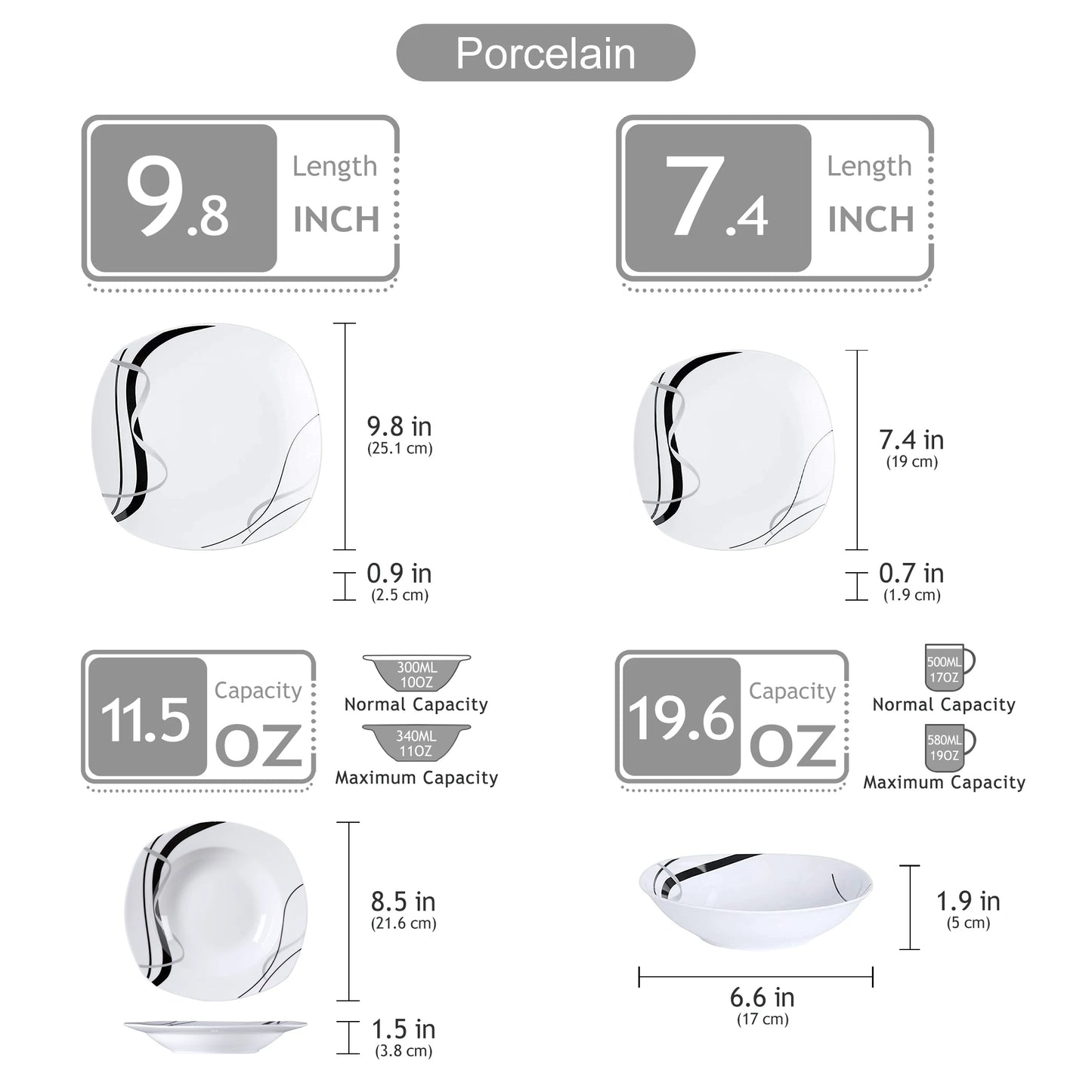 18 or 36-Piece Porcelain Ceramic Dishware Set