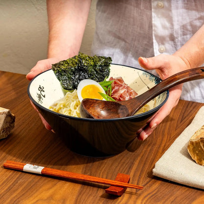 Large Ceramic Bowl Set with Wave Design