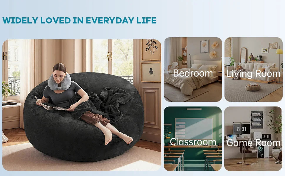 Beanbag Chair with padded Bean Bag inside with memory foam ideal for Bedrooms and Dorms