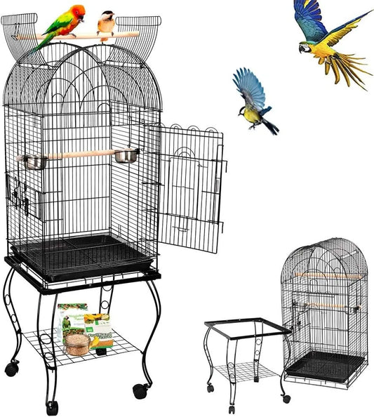 63.5 Inches Bird Cage with Detachable Stand and Open Top