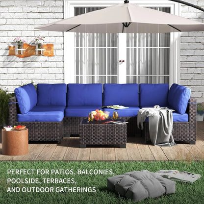 7-Piece Modular Outdoor Rattan Furniture Set,