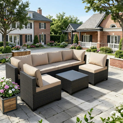 All Weather 7-Piece Modular Rattan Patio Set