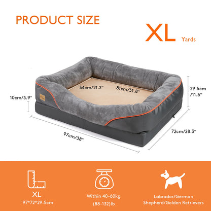 Large Soft and Comfortable Waterproof Dog Bed with Washable Cover
