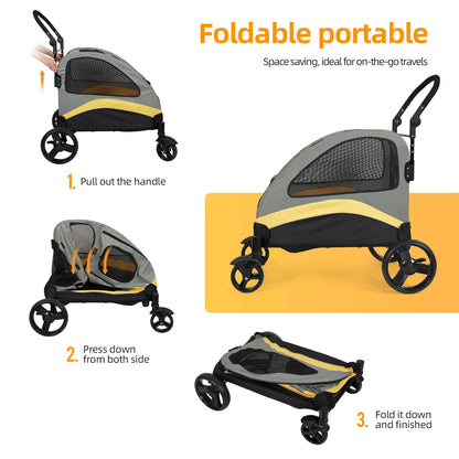 Foldable Large Dog Stroller with 4 Wheels
