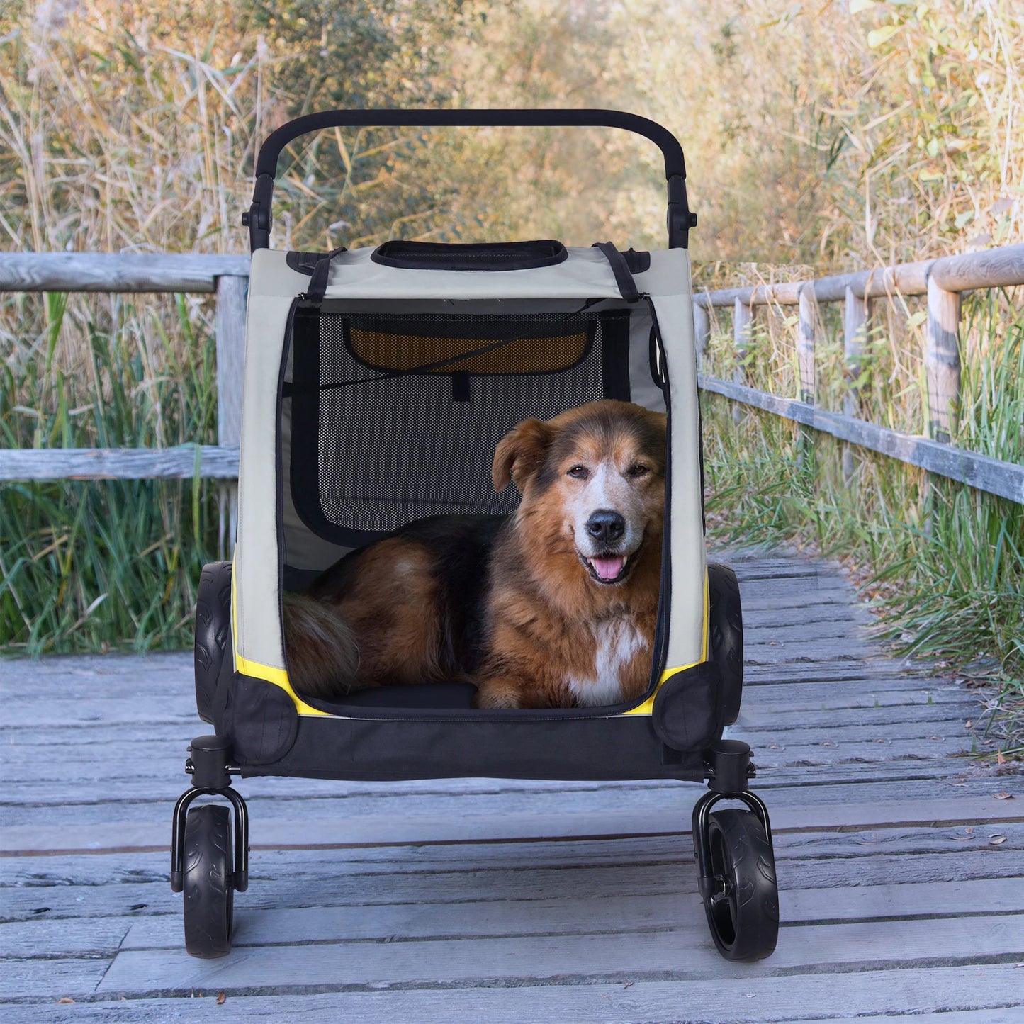 Foldable Large Dog Stroller with 4 Wheels