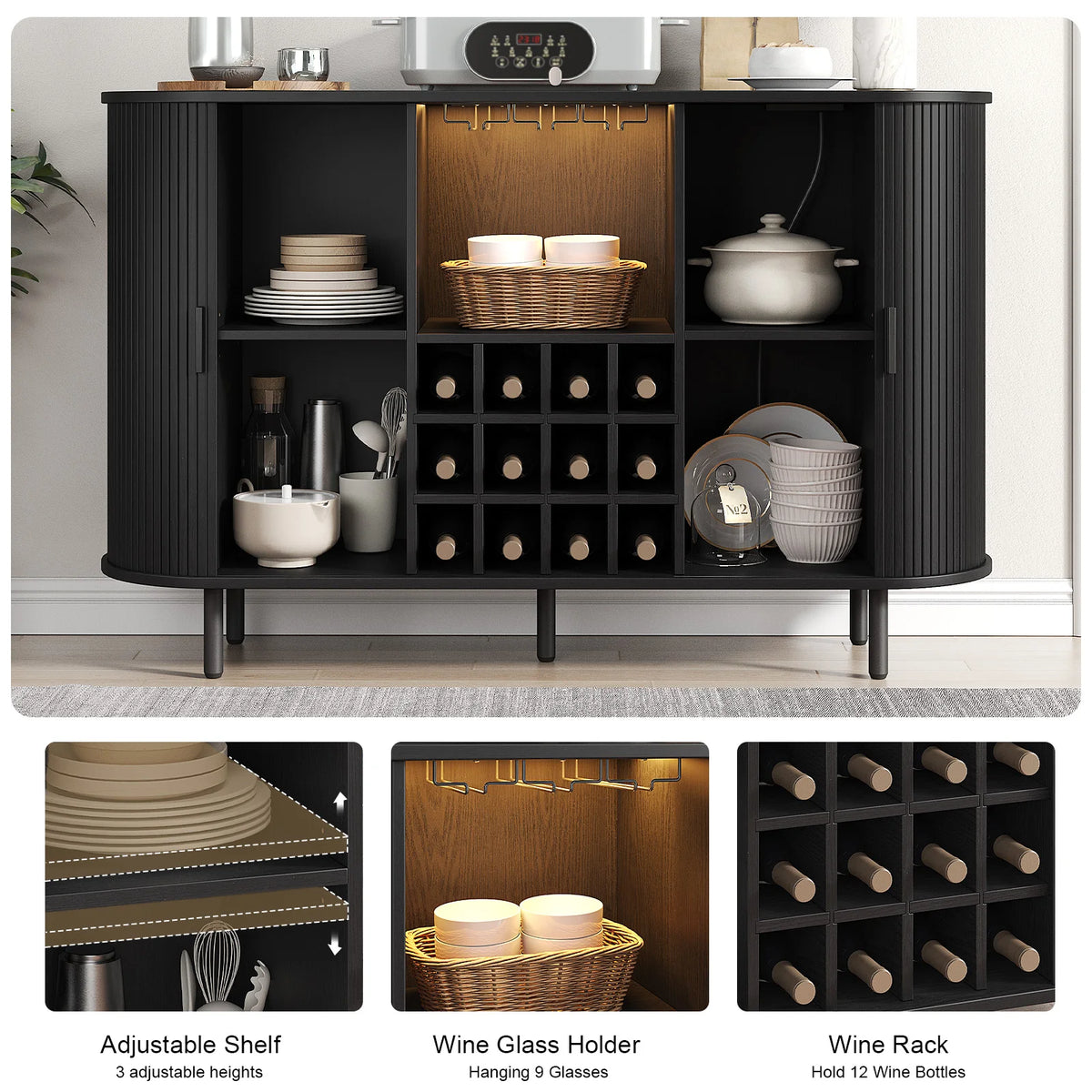 Buffet Cabinet with LED Light