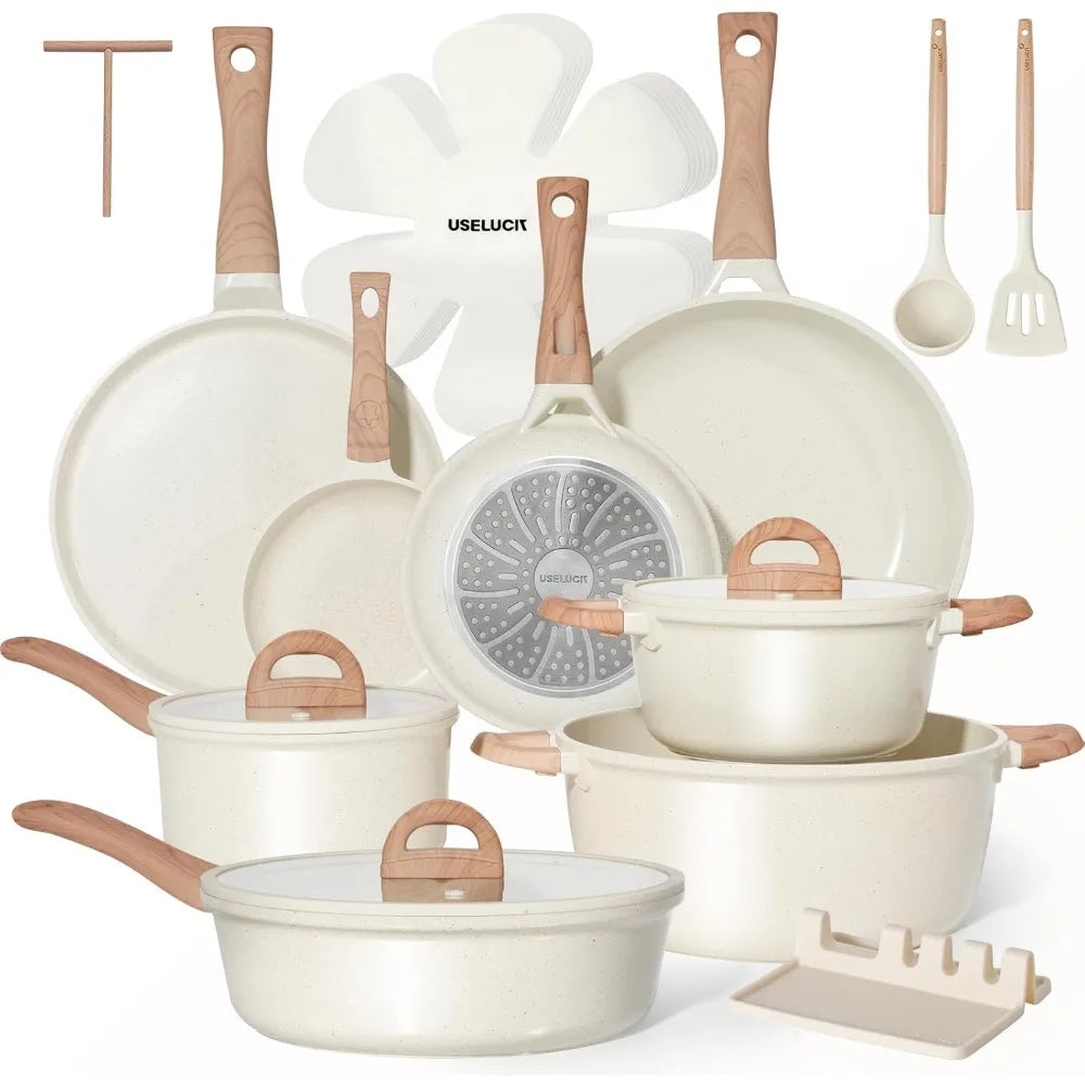 22 Piece Non Stick Ceramic Cookware Set with Glass Lids
