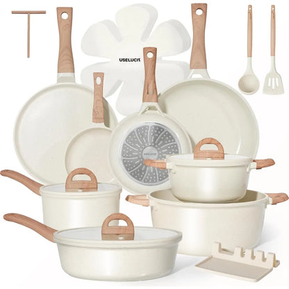 22 Piece Non Stick Ceramic Cookware Set with Glass Lids