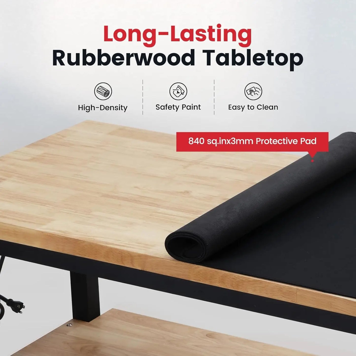 Adjustable Height Workbench with Power Outlets and Pegboard for your DIY projects
