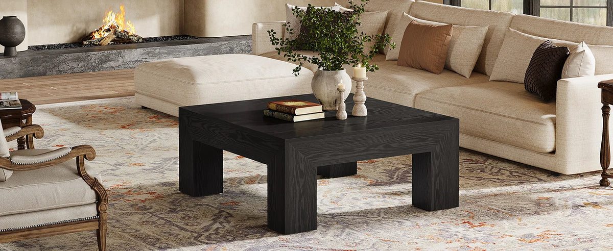 39.4-Inch Square Coffee Table for Living Room