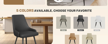 Set of Four Faux Leather Modern Dining Chairs with thick cushioned seats