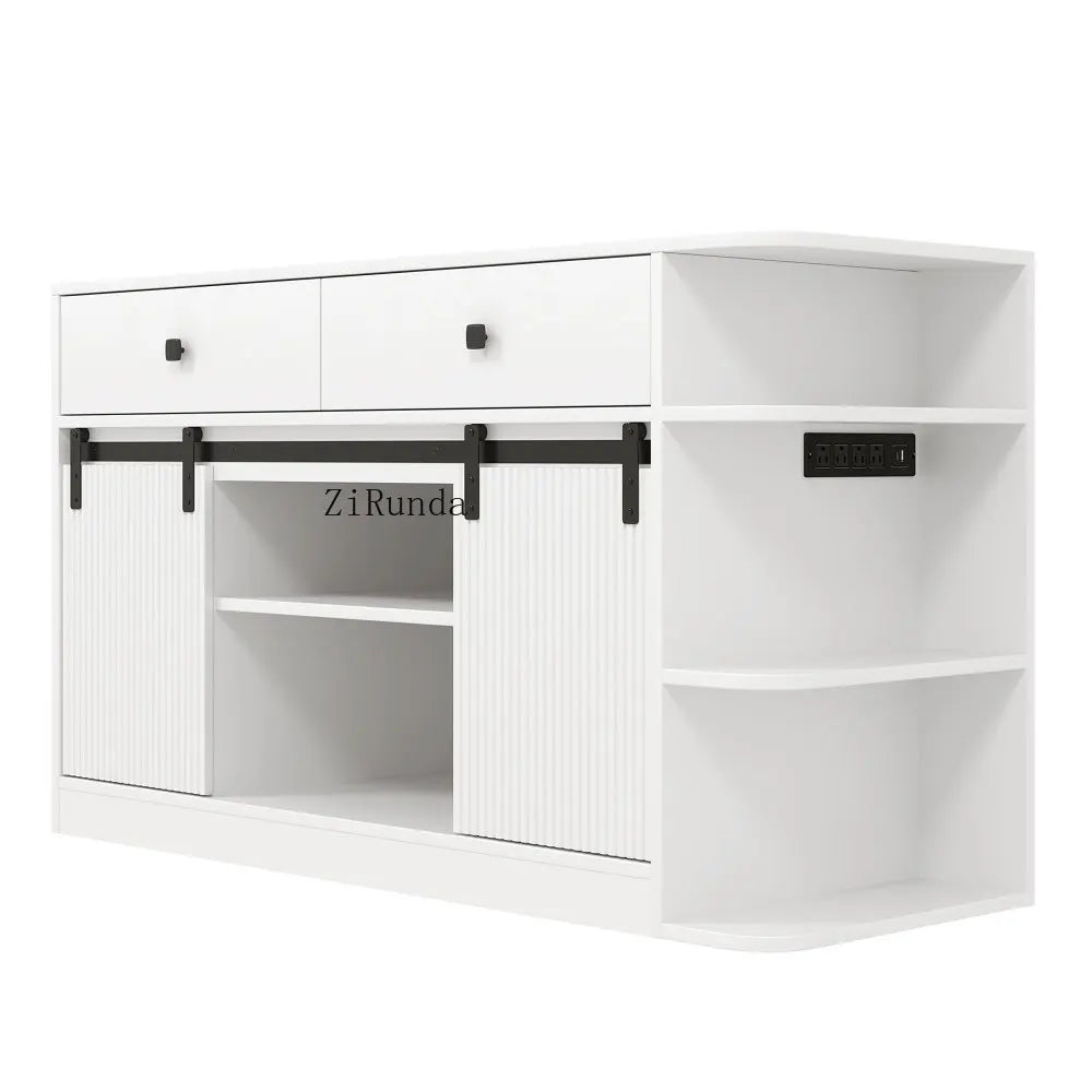 55-75 Gallon Fish Tank Stand with large Cabinet, Shelving, LED Lights, and Power Outlets