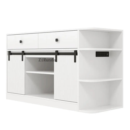 55-75 Gallon Fish Tank Stand with large Cabinet, Shelving, LED Lights, and Power Outlets