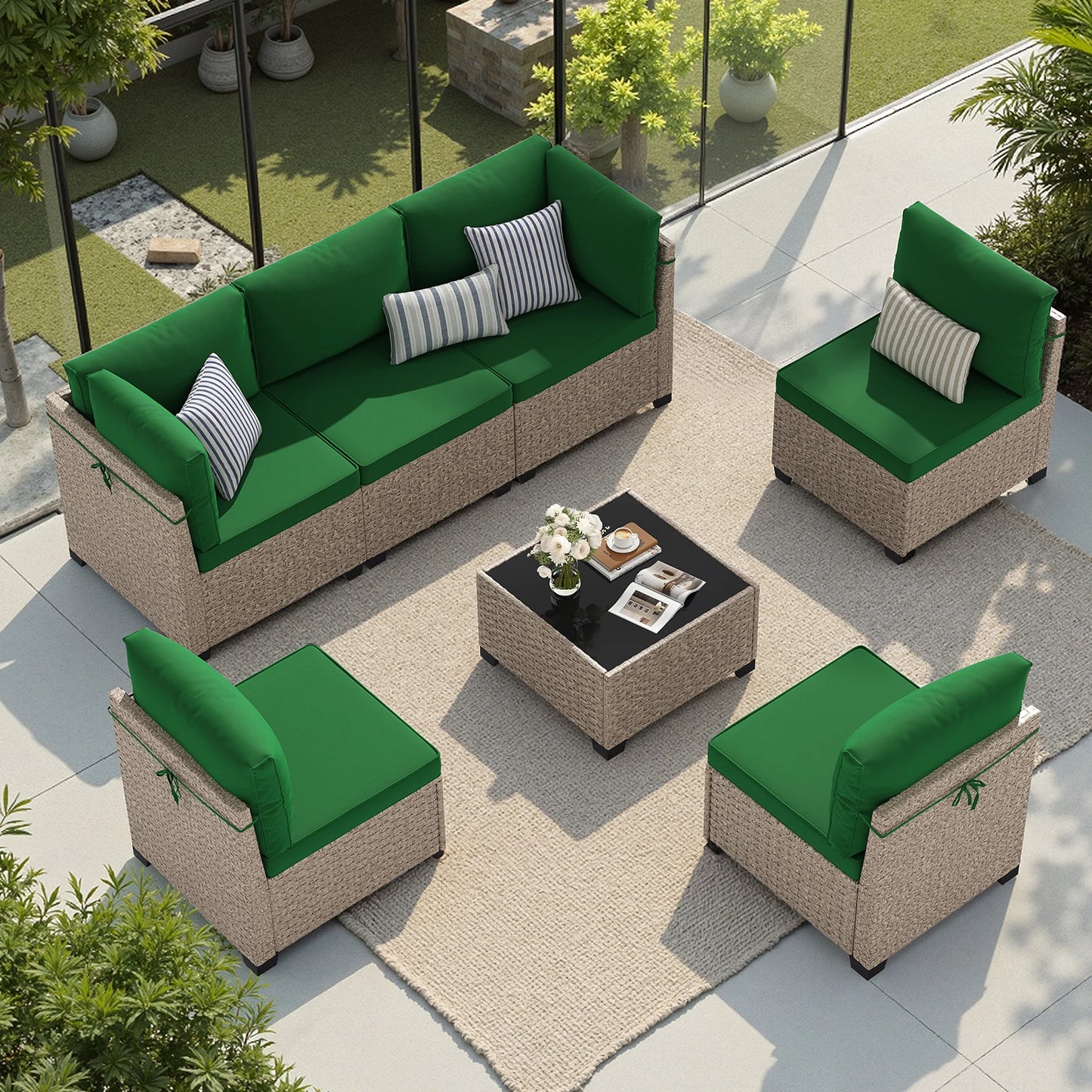 7-Piece Outdoor Rattan Patio Furniture Set