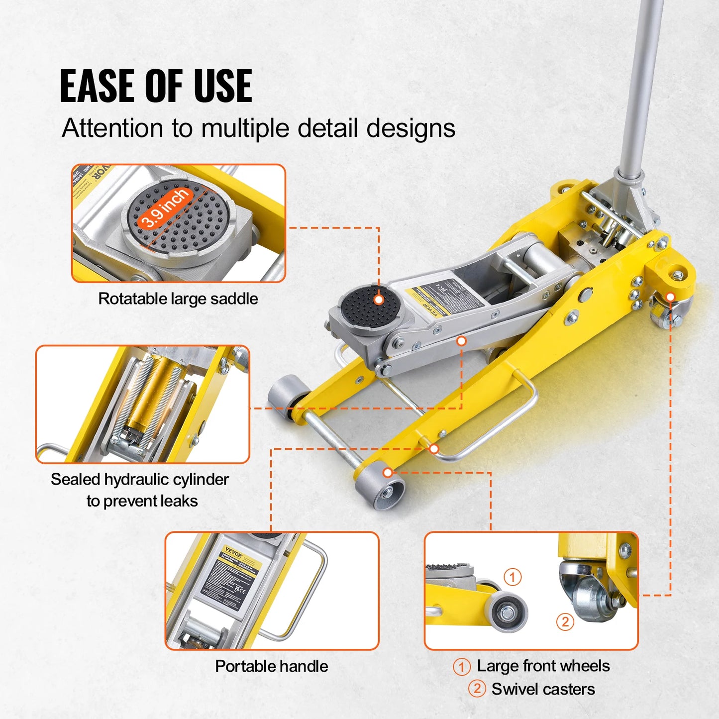 3T/2T Hydraulic Floor Jack Alum with Dual Piston Quick Lift Pump