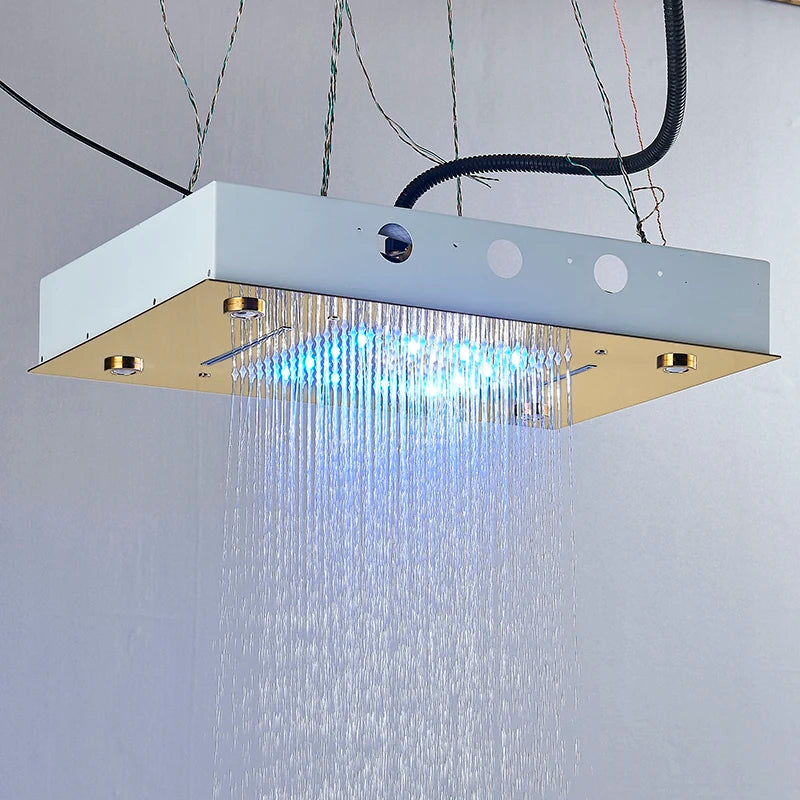 Built-in Ceiling Luxury LED Light Waterfall Rain Shower Head