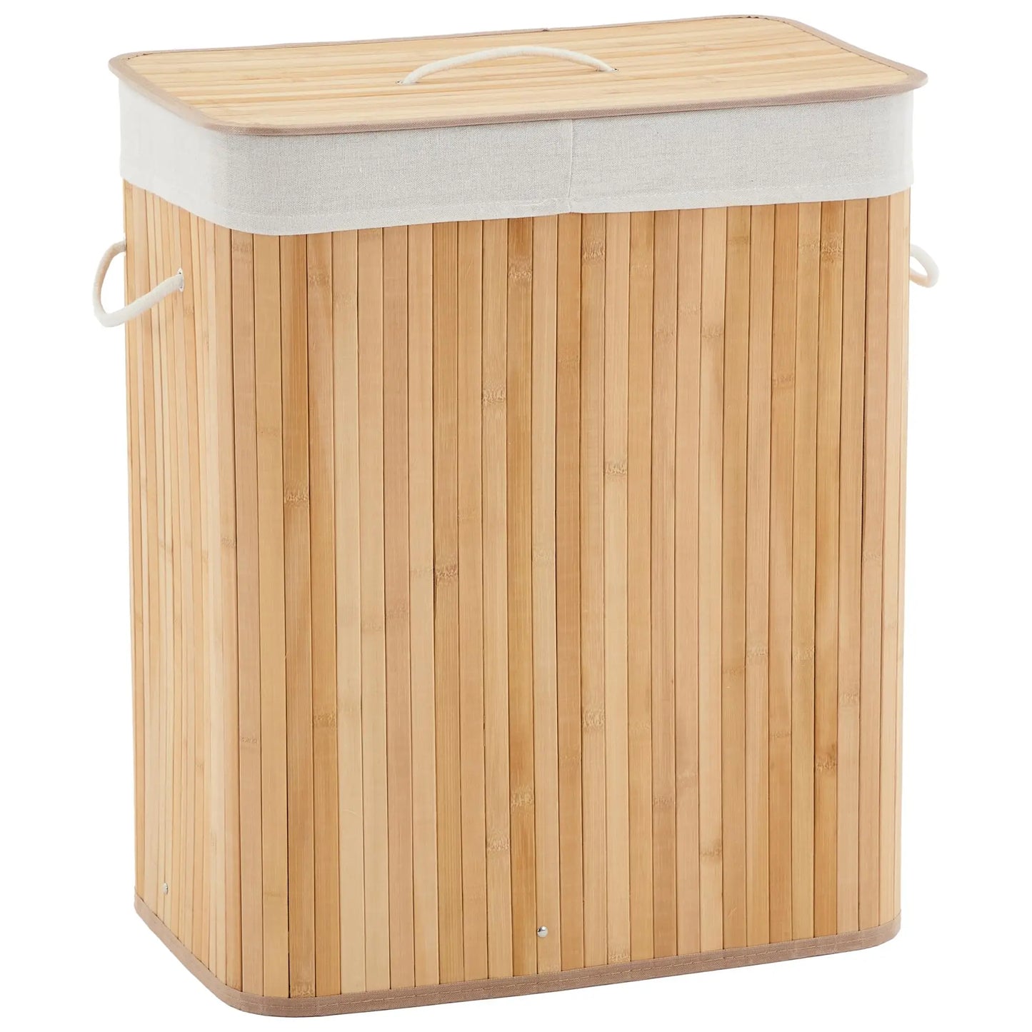 Foldable Large Bamboo Laundry Hamper with Removable 4-Section Liner