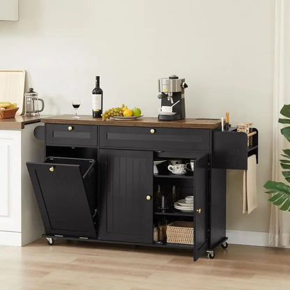 60-inch Kitchen Island with Power Outlet & Drop Leaf