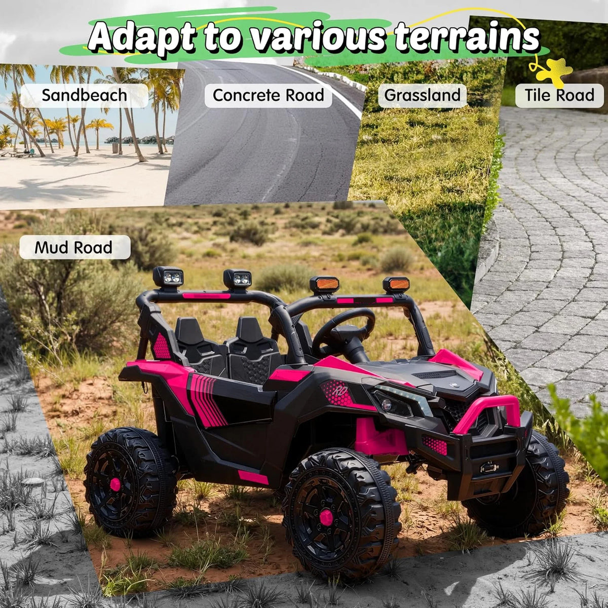 24V 4WD Kids 2 Seater Electric Ride with Bluetooth for Music for your Journey